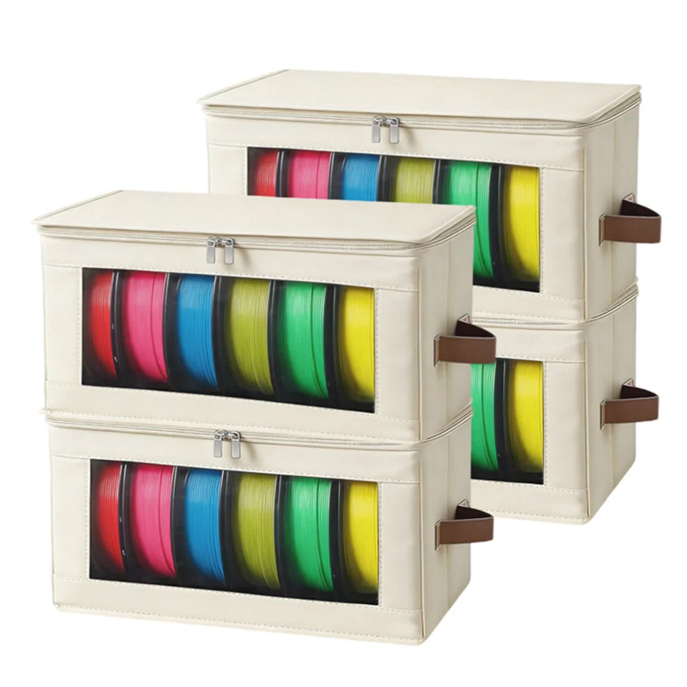 3D Printer Filament Storage Box 600D Oxford Dustproof & Moisture-Proof Holds 6 Rolls of Long Filament Portable Case Qme