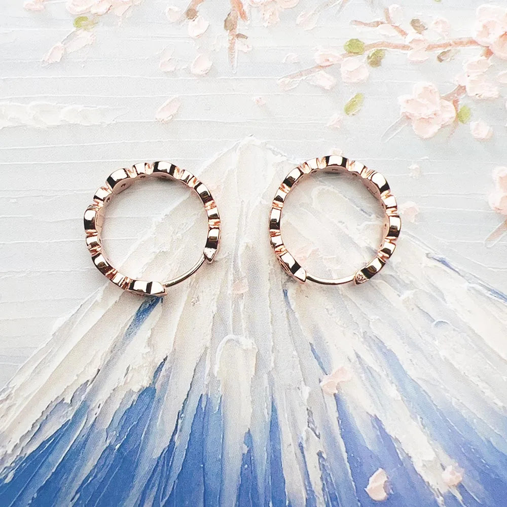 Rose Gold Creole Circles Hinged Hoop Earrings Europe Style Glam Trendy Fine Jewerly For Women Gift In 925 Sterling Silver Qme