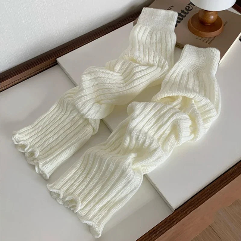 Cute Japanese Lolita JK Leg Warmers Women Ankle Warmer Girls Gothic Qme WHITE Length 57cm