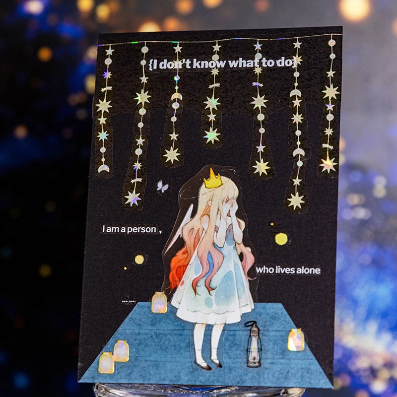Tape 30mm*2m Small Star Lights PET Iridescent Tape - Handbook Stationery for DIY Handmade & Scrapbook Diary Decoration Qme