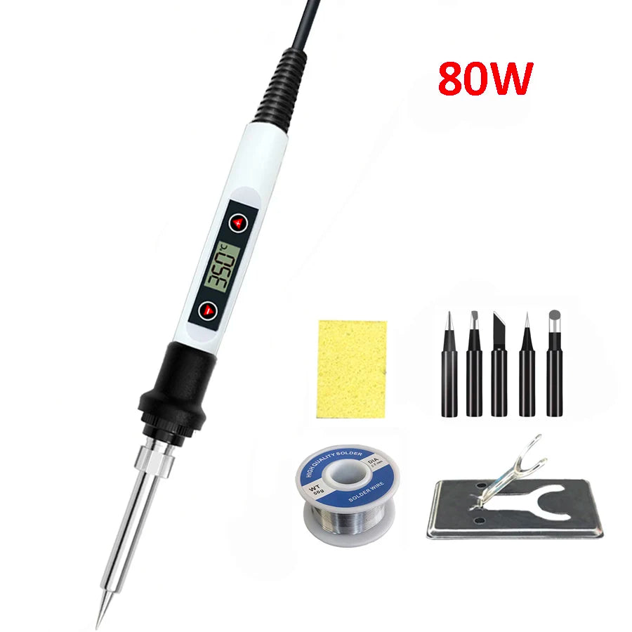 80W Electric Digital Soldering Iron Station 220V 110V Temperature Qme