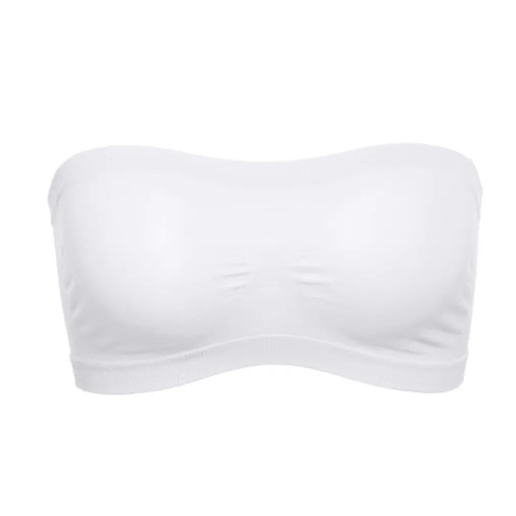 Ladies’ Stretch Strapless Bra Chest Wrap Bandeau Unlined Seamless Fashionable Breathless Soft Bra Suitable For One-Shoulder Tops Qme