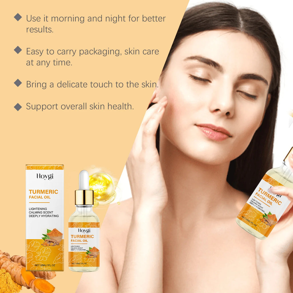 Turmeric Facial Essence Oil Nourishing Brightening Fade Dark Spot Skin Care Smoothing Firming Glowing Complexion Moisturizing Qme
