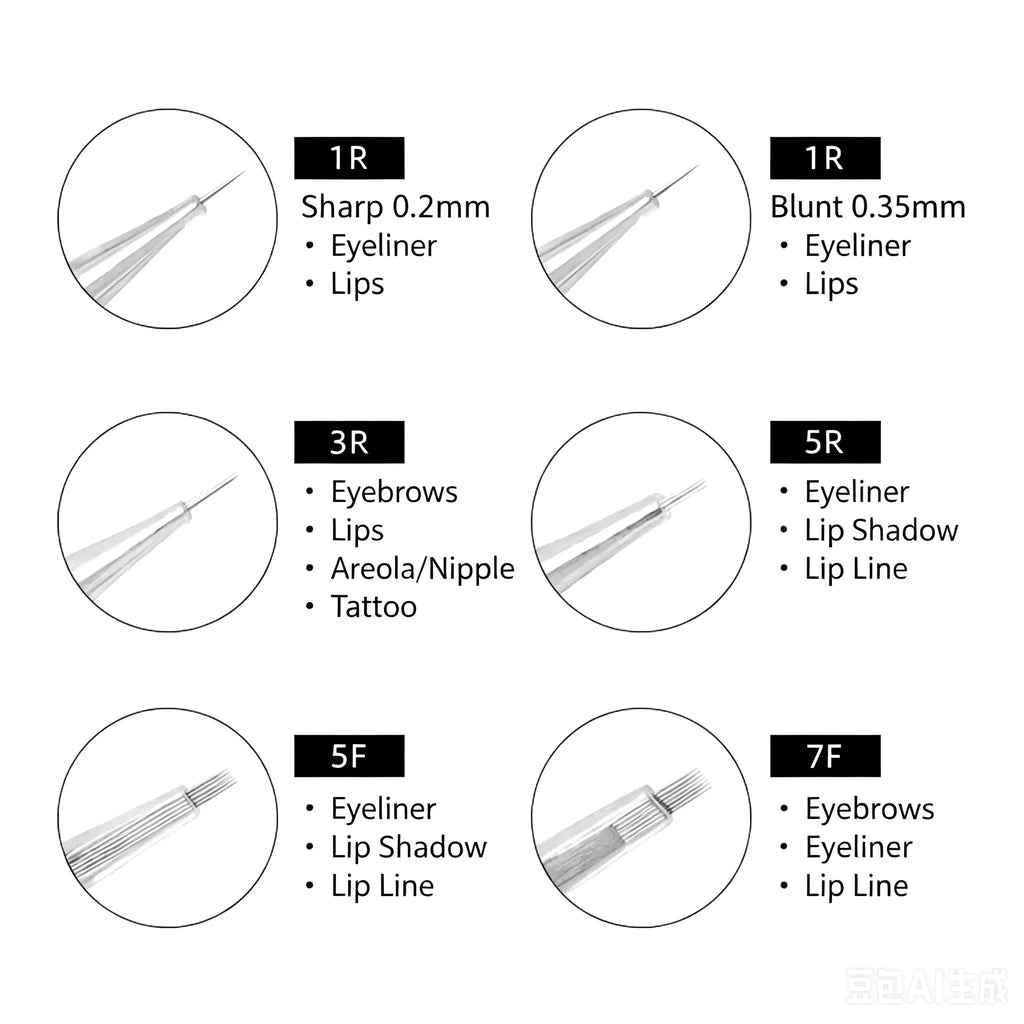 10/5pcs PMU Permanent Makeup Tattoo Cartridge Needle Set 600D-G Disposable Sterilized 1R 3R 5R 5F 7F for Eyebrow & Lip Tattooing Qme