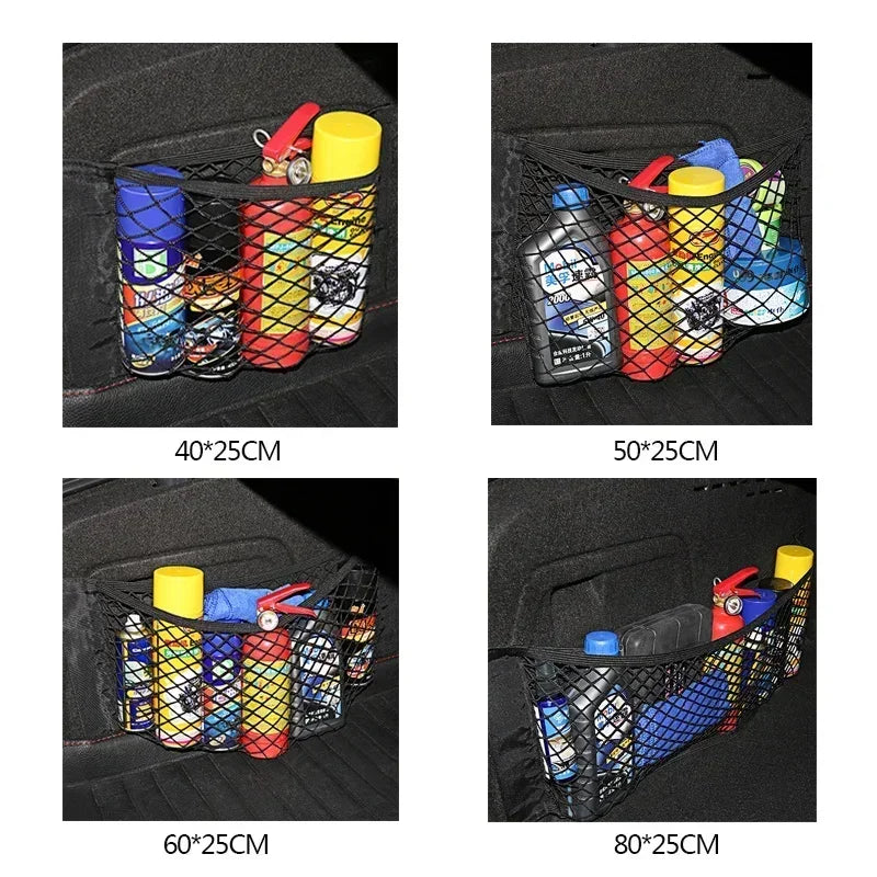 Car Storage Net Stretchable Mesh Pocket Magic Elastic Sticker Qme