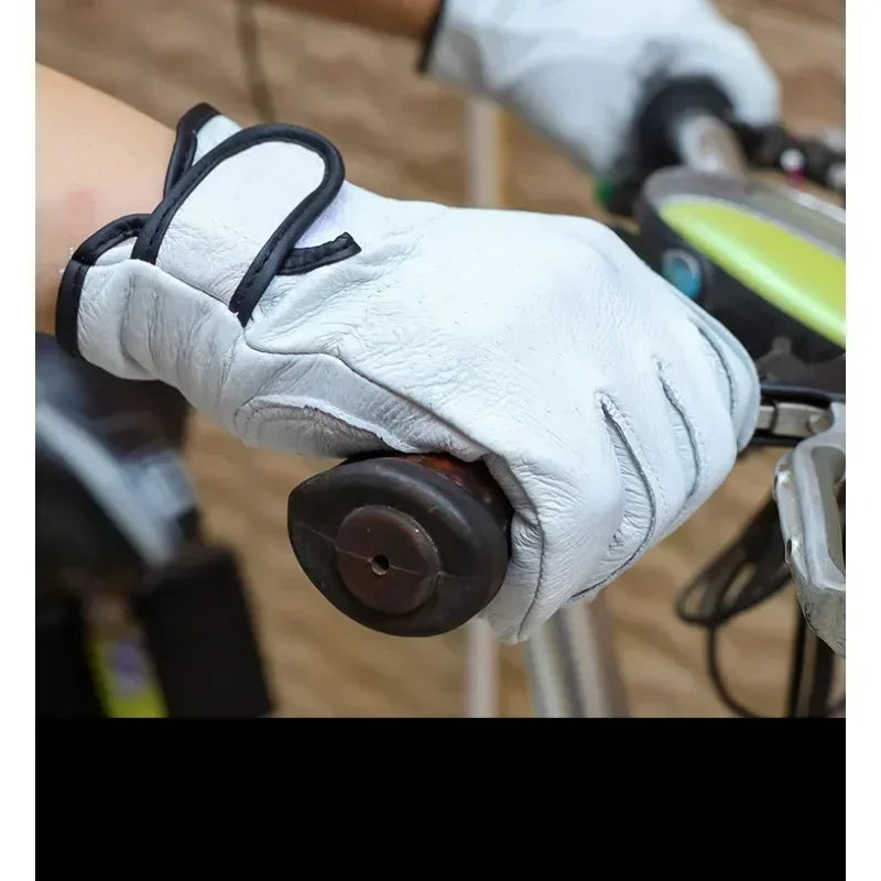 Work gloves sheepskin leather workers work welding safety garden sports motorcycle driver wear-resistant Qme