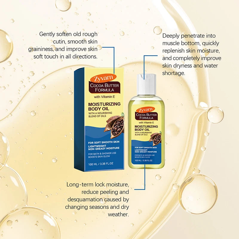Vanilla Flavored Cocoa Butter Body Oil Quickly Absorbs Silky Light Qme