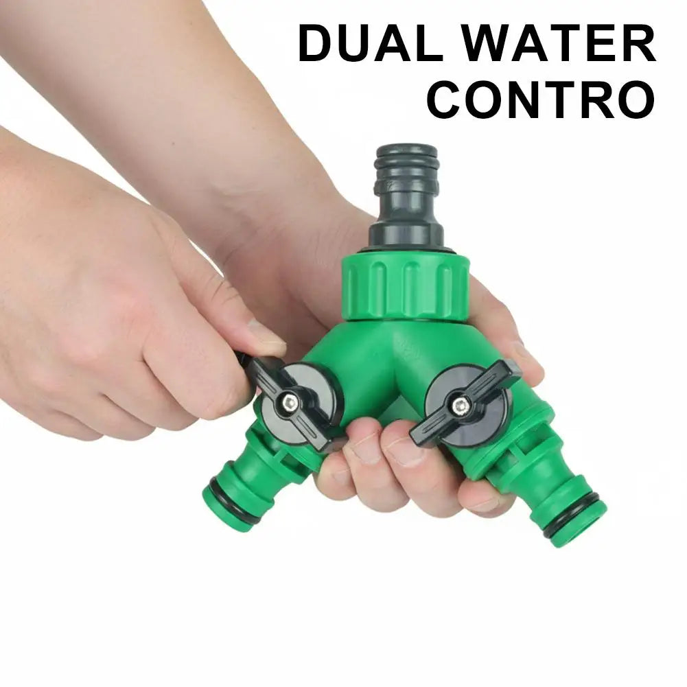 2 Way Garden Hose Splitter Garden Hose Connector with Faucet Watering Shut Off for Landscaping Flower Planting Irrigation Qme