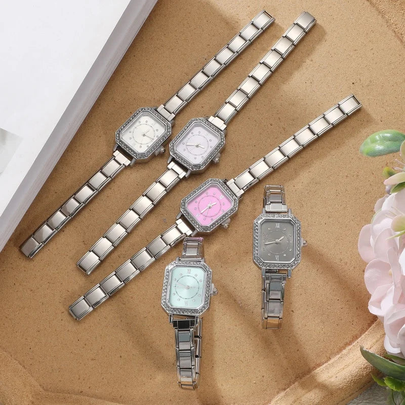 2026 Fashion Men Women's DIY 9mm Width Italian Elastic Charm Stainless Round Oval Square Watch Bracelet Bangle For Birthday Gift Qme