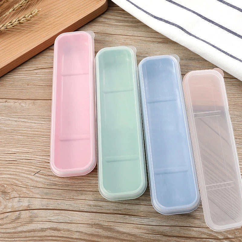 Tableware Box Portable Cutlery Case Spoon Fork Storage Box Students Household Dinnerware Bag Multicolor Transparent Cover Qme Orange