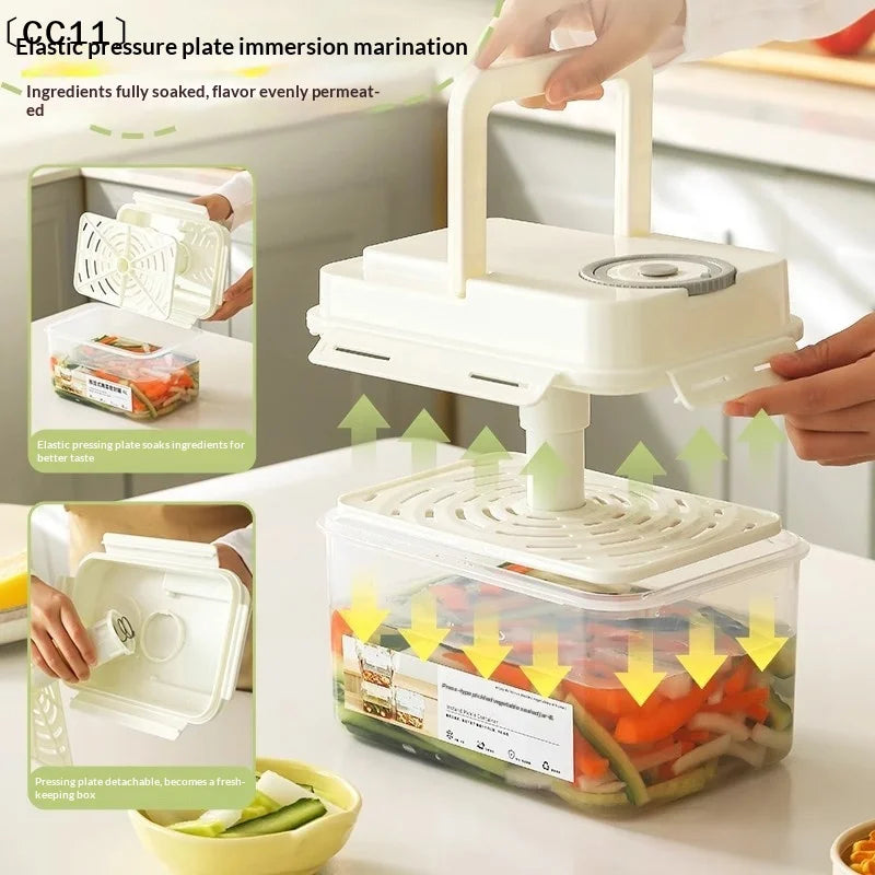 Plastic Pickle Jar Press Plate Leakproof Kitchen Organizer Bin Qme