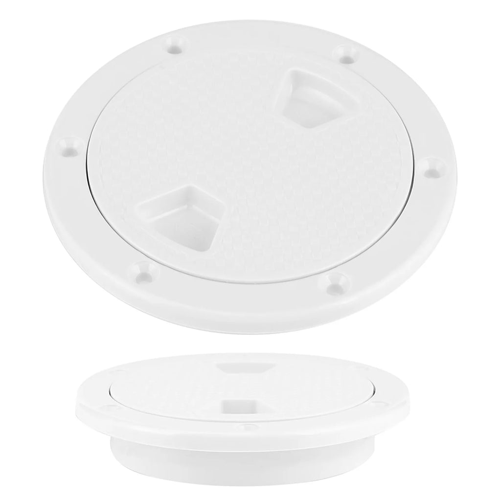 Plastic Hatch Cover 4in ABS Deck Plate Round White Anti-UV Corrosion Resistant Screw Out Boat Inspection Hatch Cover Deck Plate Qme