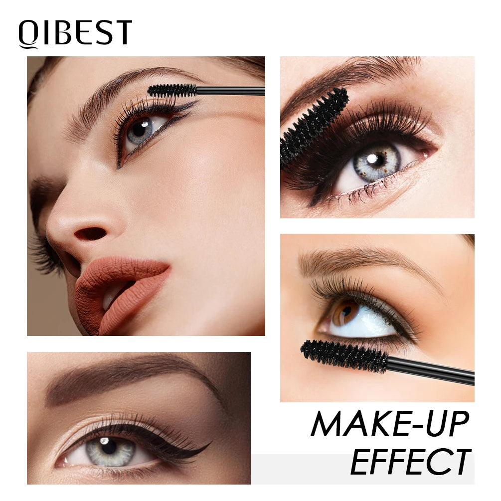 QIBEST 4D Silk Fiber Eyelash Mascara Waterproof Black Mascara For Eyelash Extension Thick Lift Lengthening Lasting Makeup Rimel Qme