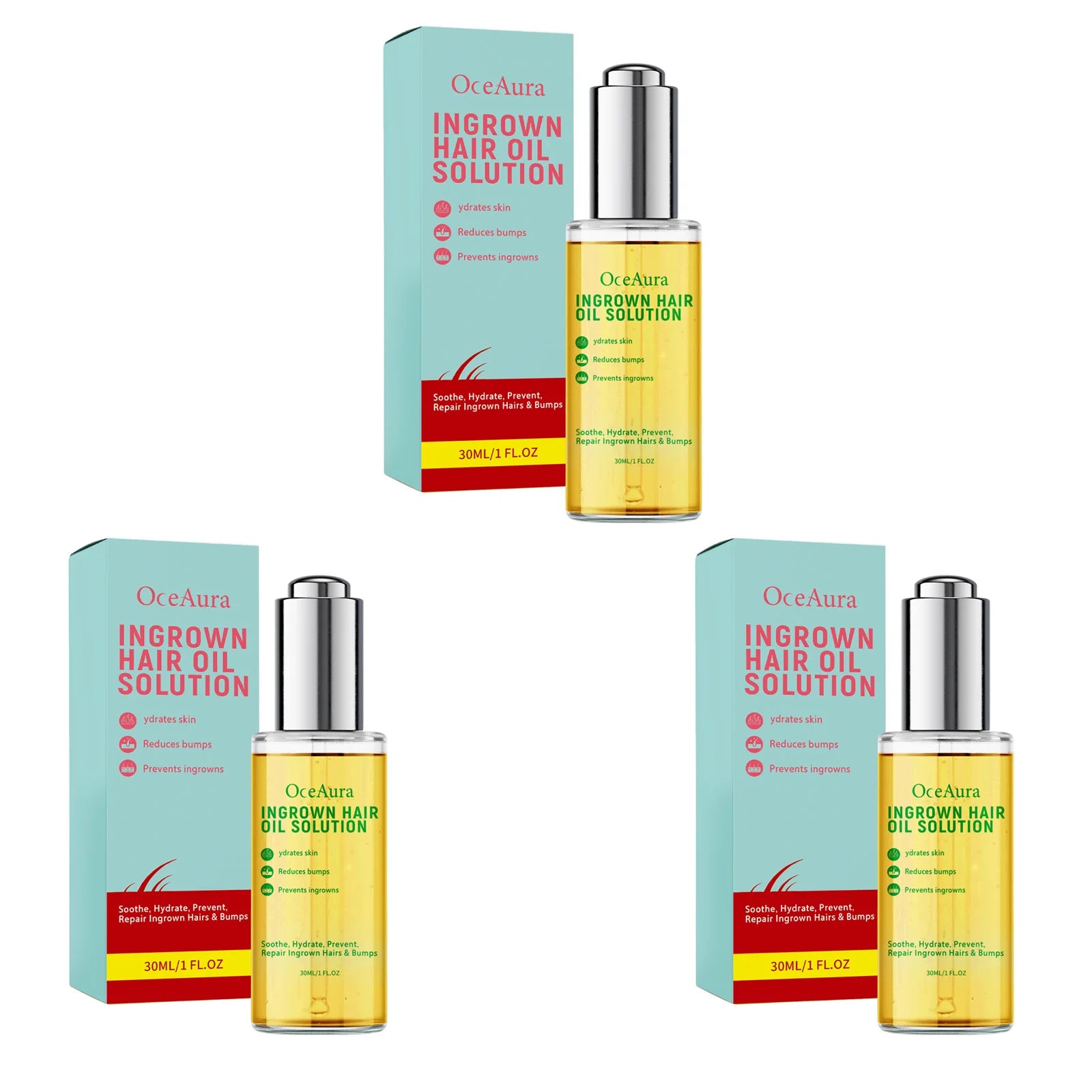 Oceaura Body Care Oil After Hair Removal Reduce Bumps Soften Cuticles Qme 3 X 30ml Boxed