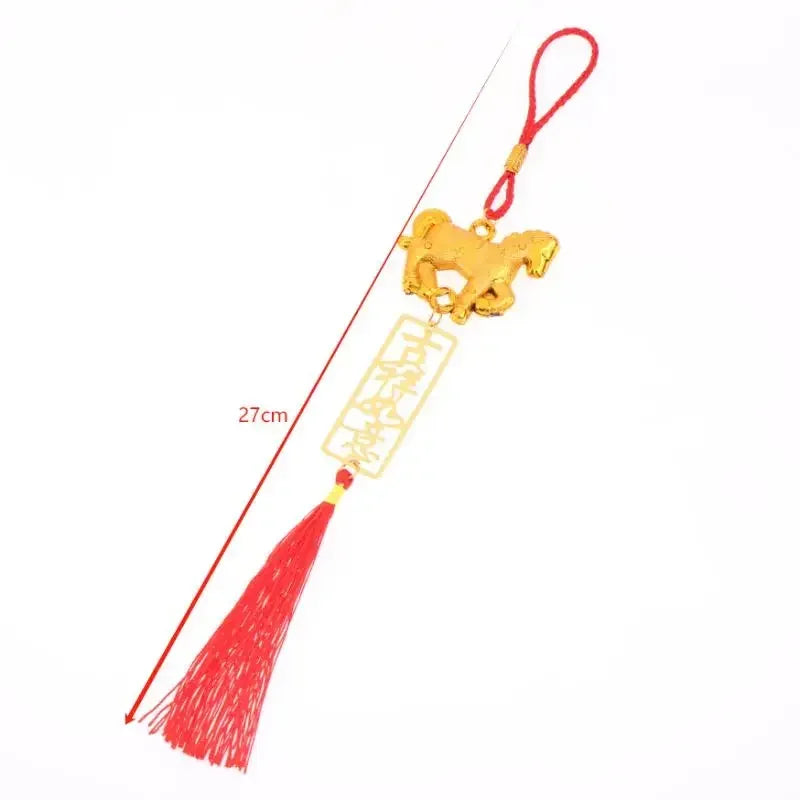 2026 Year Of The Horse Golden Plastic Zodiac Horse Pendant Lucky Spring Festival Home Car Hanging Ornaments New Year Gifts Qme