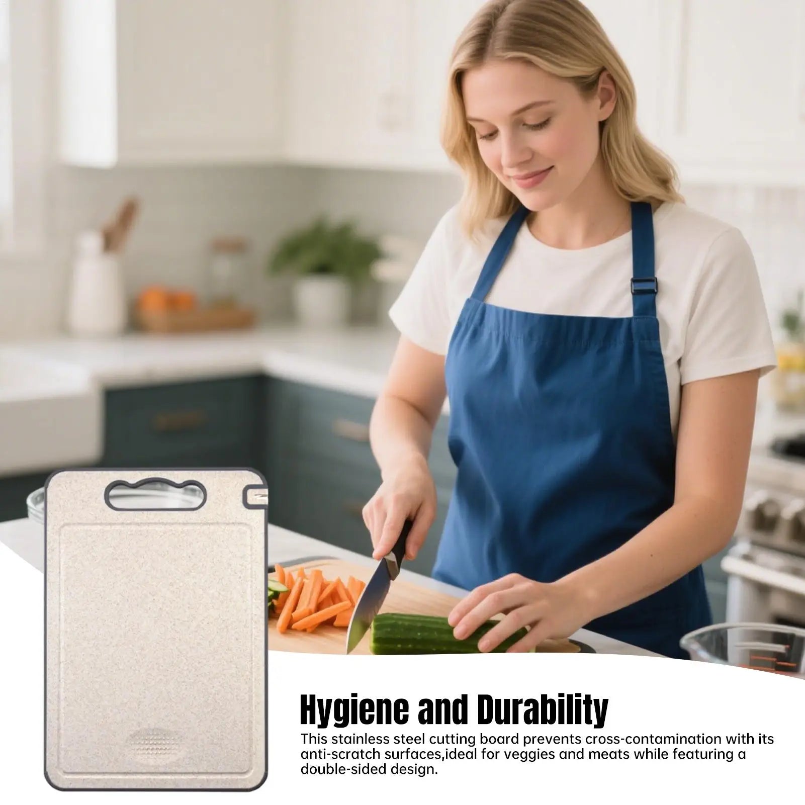 Double Sided Cutting Board Anti-scratch Stainless Steel Steak Cutting Board Kitchen Dining Tool With Handle For Home Restaurant Qme