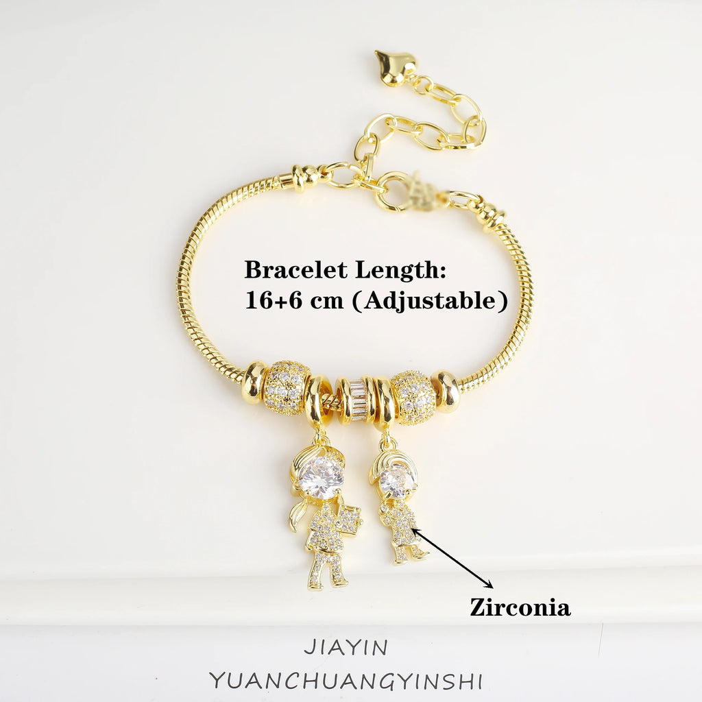 New Popular Boys Girls Character Theme Charms Snake Chain Bracelet For Women Inlaid Shiny Zircon Birthday Party Jewelry Gifts Qme