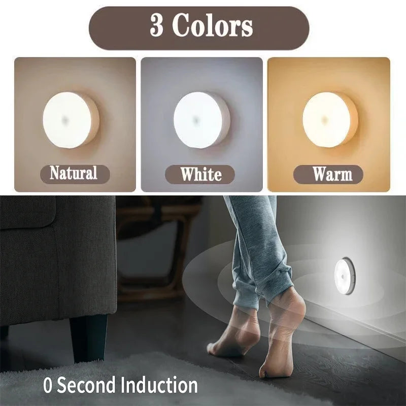 2~6 Pack Motion Sensor LED Night Light USB Rechargeable 3 Color Night Lamp Cabinet Wardrobe Lamp Staircase Wireless Closet Light Qme