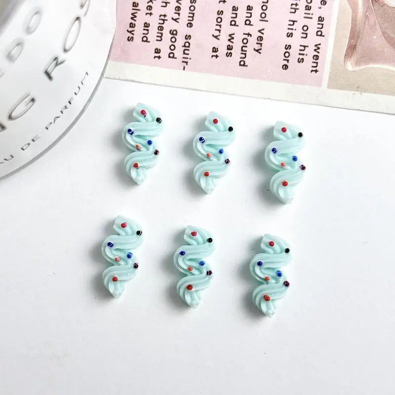 20PCS Cute Cream Strip Nail Art Parts New Mixed Colors Luminous Resin Nail Charms Ice Cream Nails Decoratioon 3D Accessories DIY Qme Blue