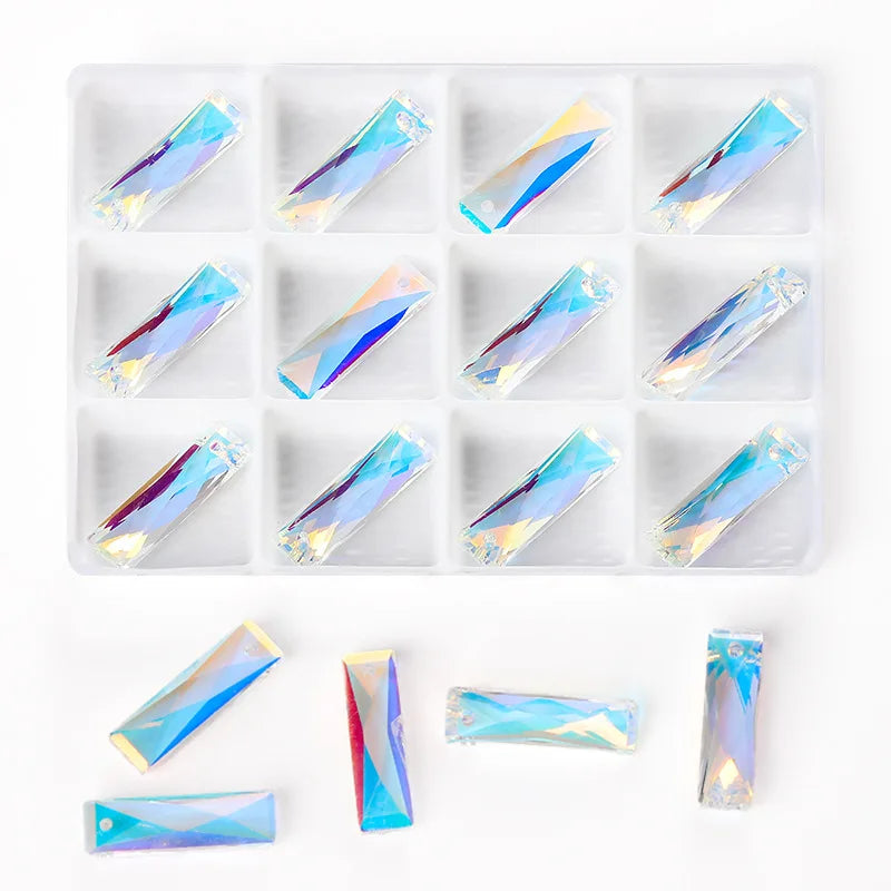 AB Color Shiny Crystal Charms Pendants Loose Beads for Necklace Bracelet Earring DIY Crafting Jewelry Accessory Making Supplies Qme 7x25mm-12pcs