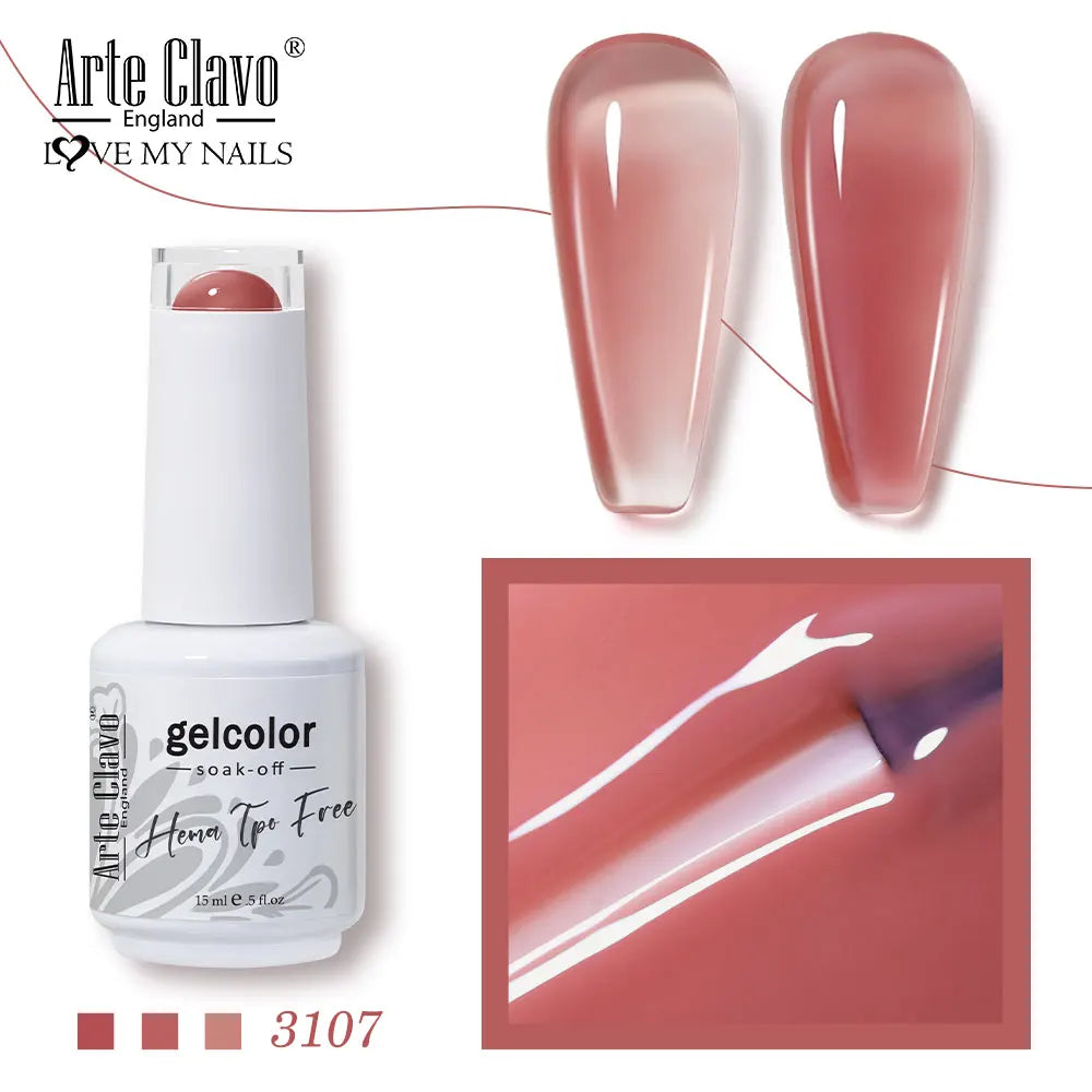 Arte Clavo Jelly Series Semi-transparent Light Pink Peach Gel Nail