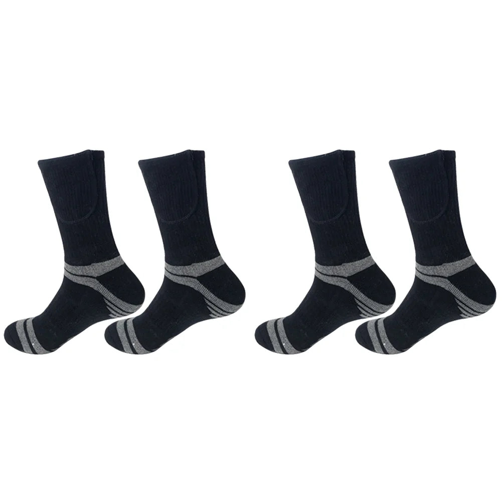 Unisex Electric Heated Socks Washable Rechargeable Heated Socks Elastic Thickened for Men Women Autumn Winter Thermal Sport Sock Qme Black 2Pair