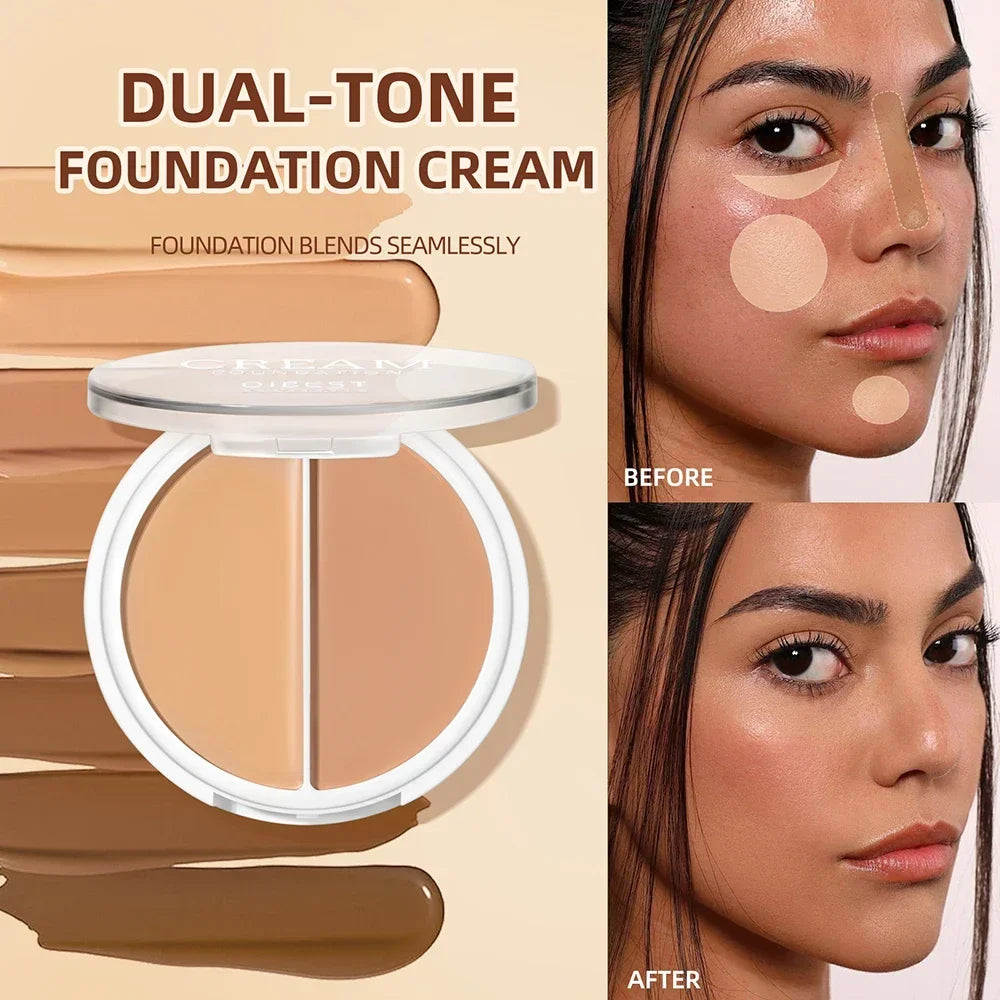 QIBEST Cream Foundation Full Coverage Long Lasting Waterproof Concealer Anti Dark Circle Freckle BB Cream Brighten Makeup Base Qme