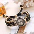 Women Knitting Rope Chain Winding Analog Quartz Movement Wrist Watch Fashionable Simple Style Quartz Wristwatch Reloj Mujer Qme Black