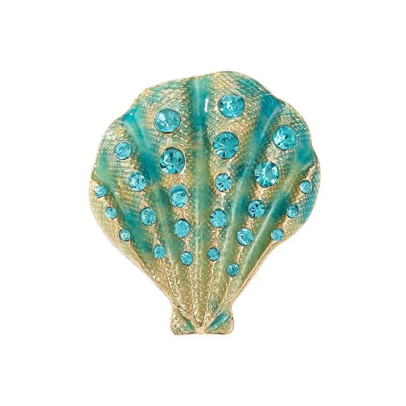 Rhinestone Shell Brooches For Women Unisex Enamel Ocean Pins Friend Event Party New Gifts Jewelry Decoration Accessories Qme E