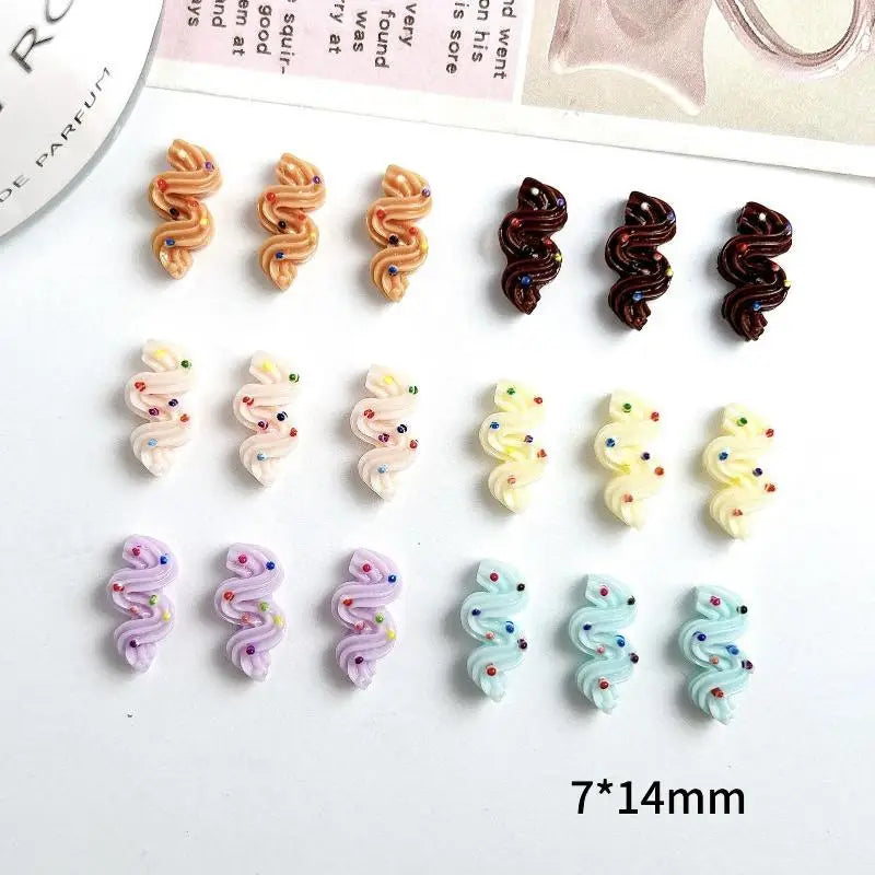 20PCS Cute Cream Strip Nail Art Parts New Mixed Colors Luminous Resin Nail Charms Ice Cream Nails Decoratioon 3D Accessories DIY Qme Multicolor