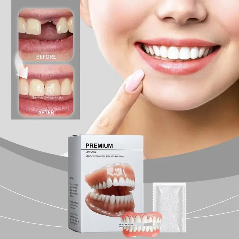 Denture Silicone Liners Soft Teeth Upper Lower Dentures Fake Tooth Qme