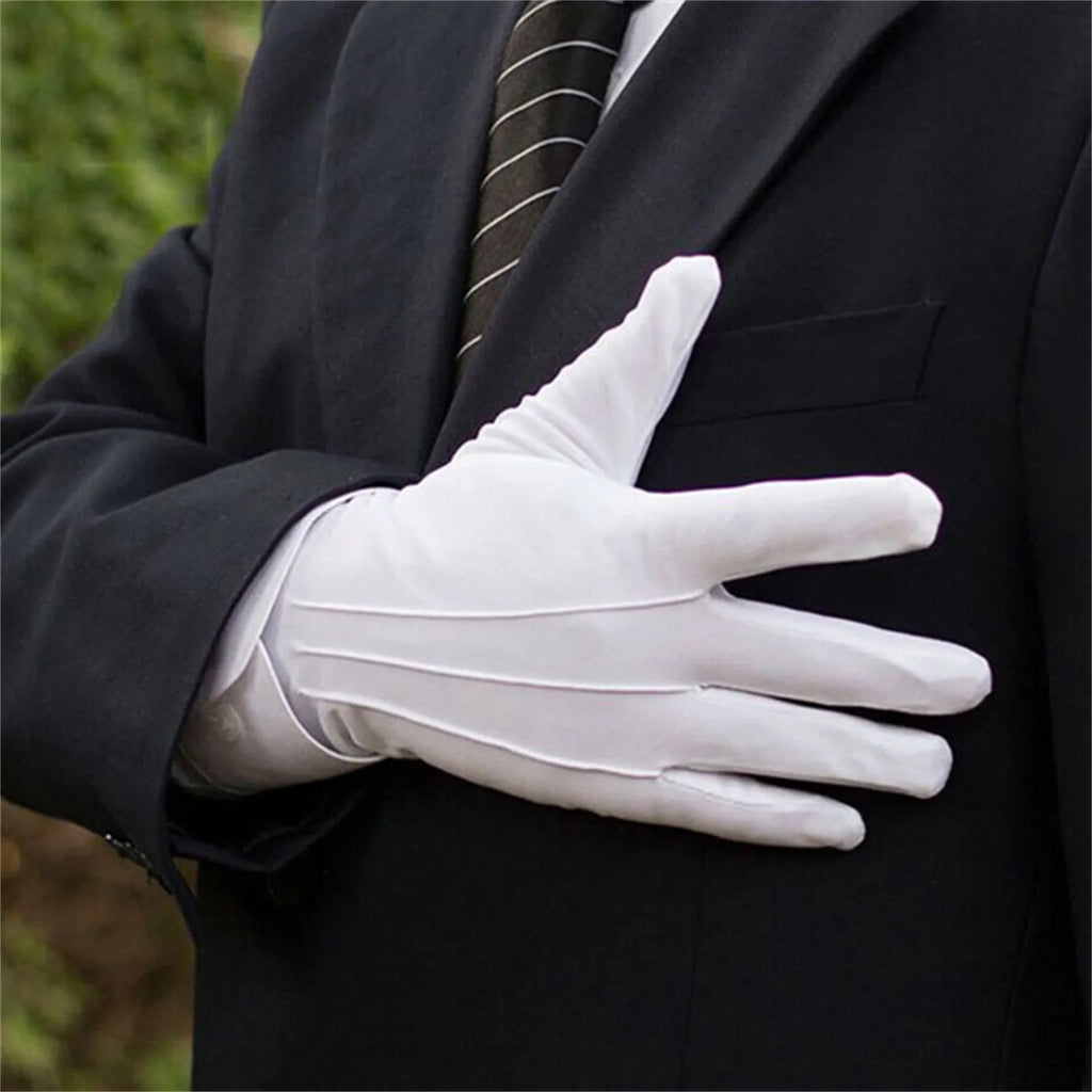 Full Finger Etiquette White Cotton Gloves Multipropose Waiters/Drivers/Jewelry/Gardern Workers Mittens Cosplay Accessories Qme