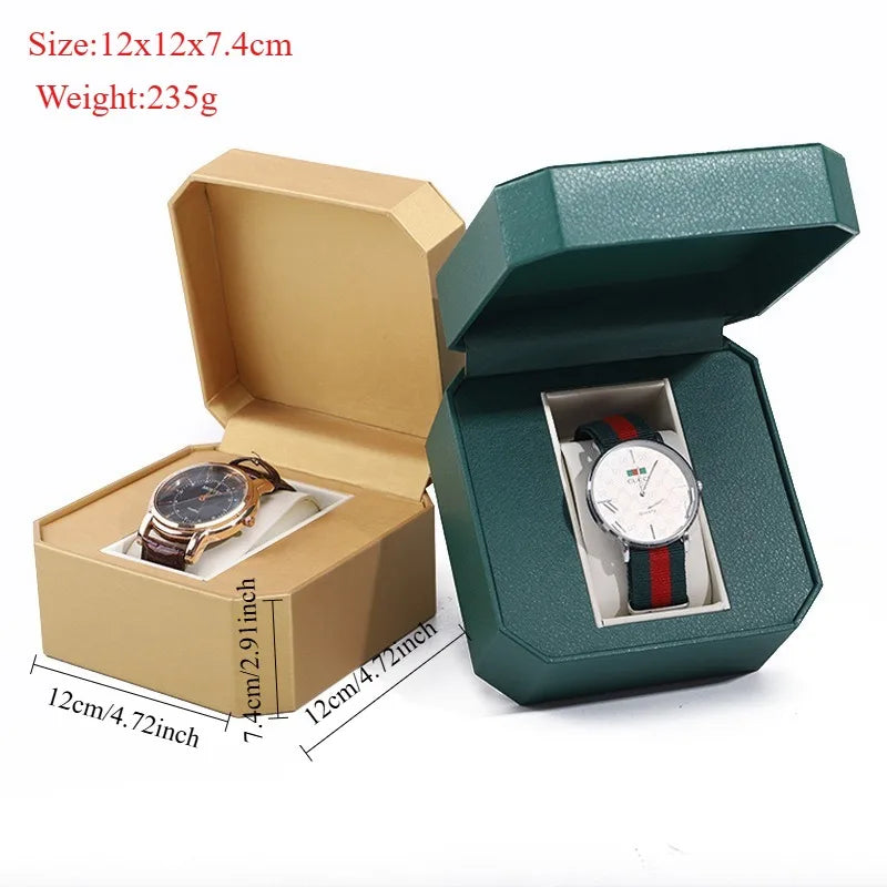Vintage PU Watch Case Leather Octagonal/Arc Shaped Gift Watch Storage Box Stylish Watch Container Watch Display Box Qme