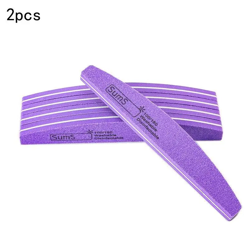 2 5 Professional Double-sided Nail File Block Colorful Sponge Polish Qme 2pcs Purple