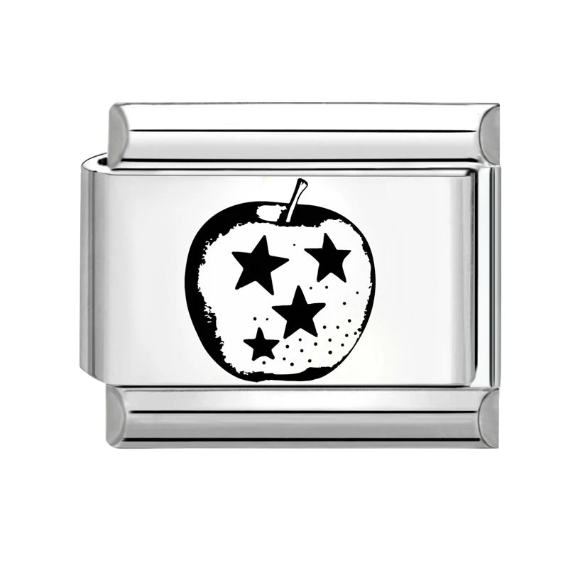 Laser Engraving Star Art LOVE Heart Fish Charm Link Fit Stainless
