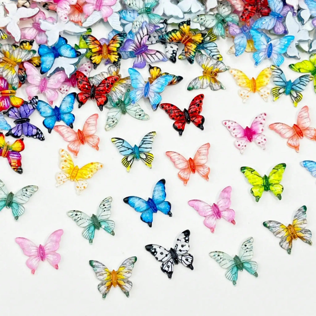 Mixed Resin Colorful Mini Beautiful Butterfly Flat Back Rhinestone Qme