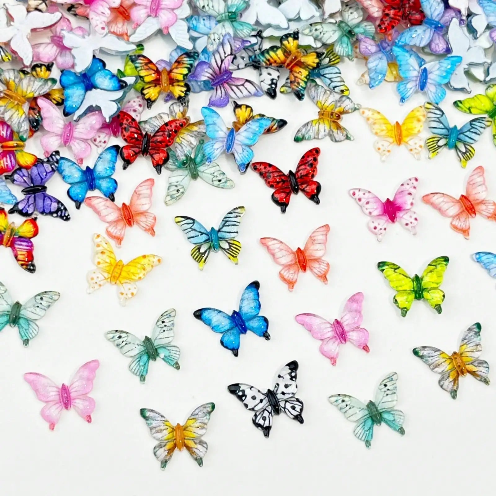 Mixed Resin Colorful Mini Beautiful Butterfly Flat Back Rhinestone Qme