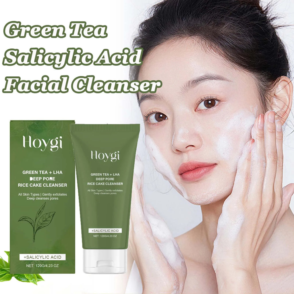 Green Tea Salicylic Acid Facial Cleanser Cleansing Pore Refining Hydrating Blackhead Removal Oil Control Non-Drying Face Wash Qme