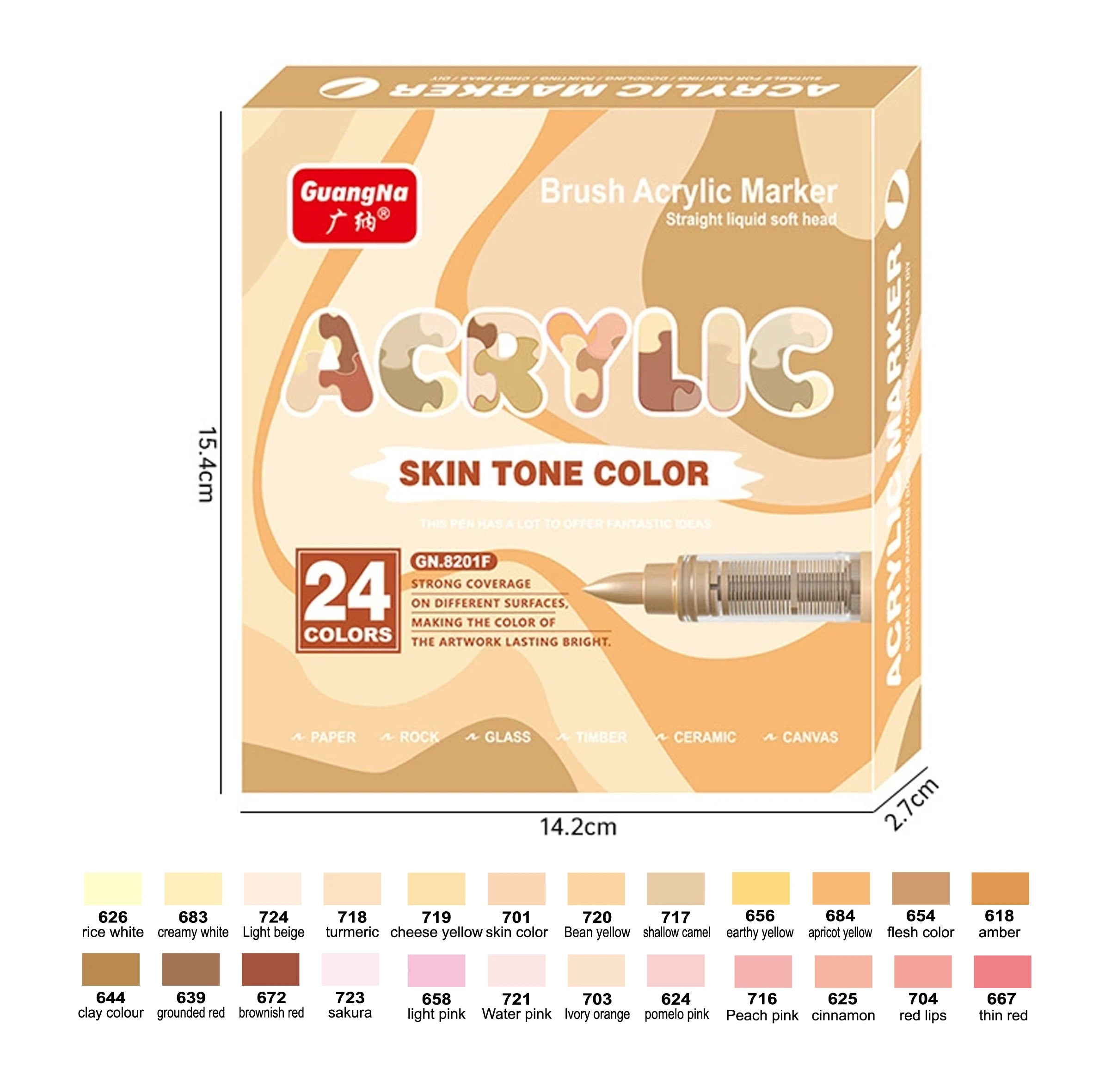 GN 24/48 Colors Brush Tip Acrylic Paint Markers Waterproof Permanent Ink for Canvas Stone DIY Craft Comic Coloring Art Supplies Qme 8201F
