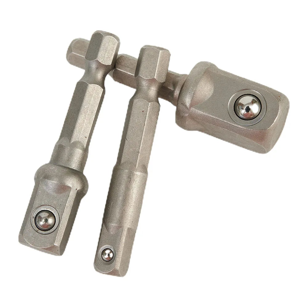 3 Pcs Chrome Vanadium Steel Socket Adapter Set Hex Shank 1/4" 3/8" 1/2" Extension Drill Bits Bar Set Power Tools Accessory Qme