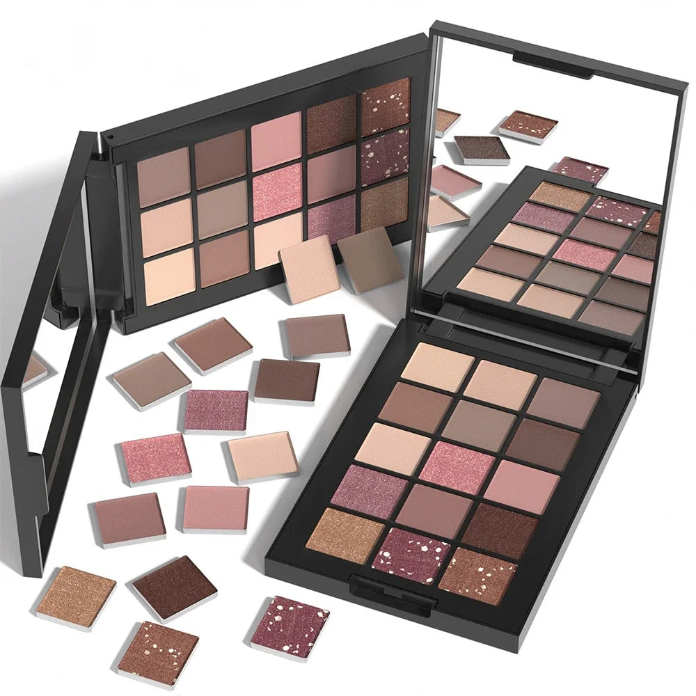 15-Grid Red Eyeshadow Palette Purple Glitter Pearlescent Matte Eye Shadow Shimmer Makeup Long Lasting Women Beauty Eye Cosmetics Qme