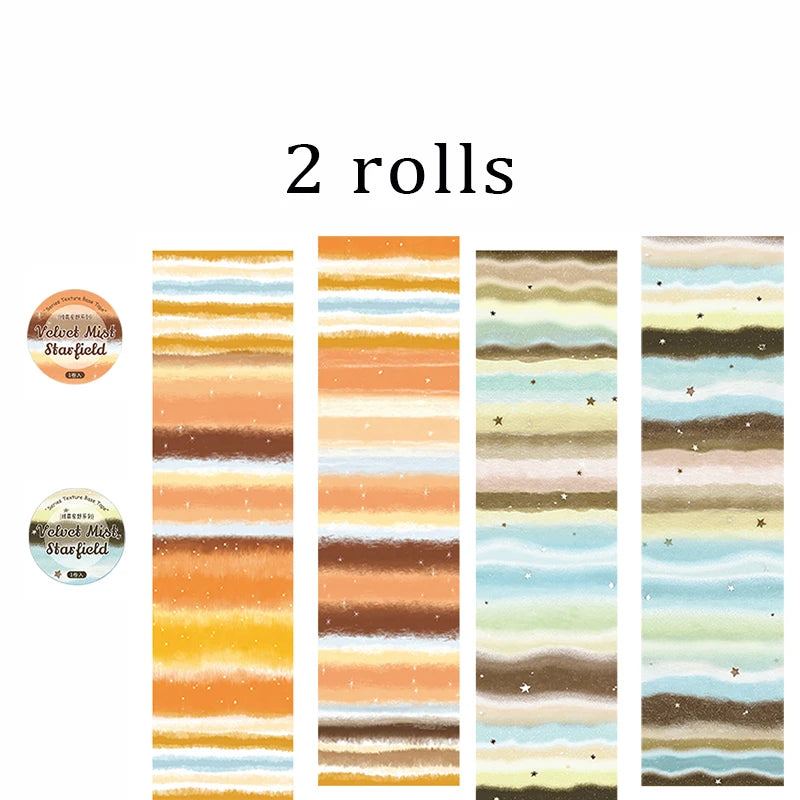 Gradient Writable Scrapbook Stickers, Ink Wash Style Junk Journal Base Material Note & Tape Stickers,Festival and Birthday Gifts Qme 2 rolls-A