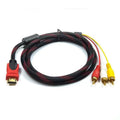 3PCS HDMI to 3RCA Component Cable 1.5m for HDTV Network Set-Top Box Computer AV Adapter Qme Red Black
