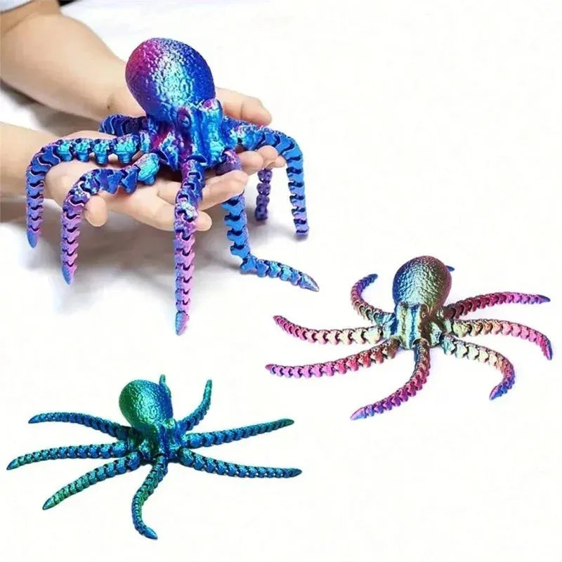 3D-Printed Articulated Octopus Figurine: A Realistic, Articulated Stress-and Creative Decorative Item Qme