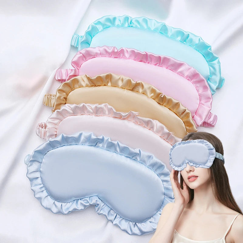 Silk Ruffle Sleep Eye Mask Protection Travel Soft Sleeping Shading Qme