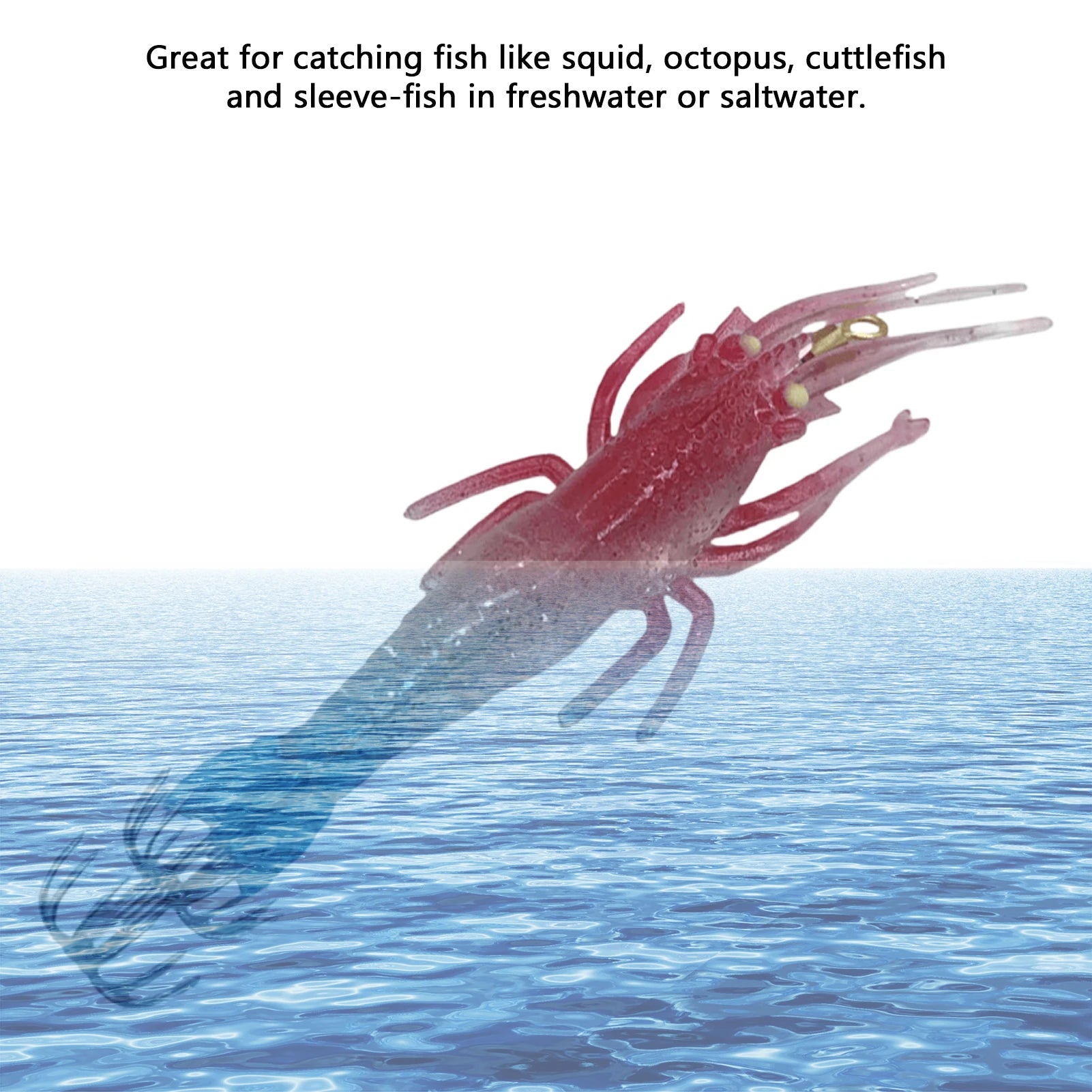 Soft Bait for Night Fishing Luminous Shrimp Squid Jig Hooks PVC Shrimp Squid Bait Cuttlefish Octopus Fishing Lures 5pcs/set Qme