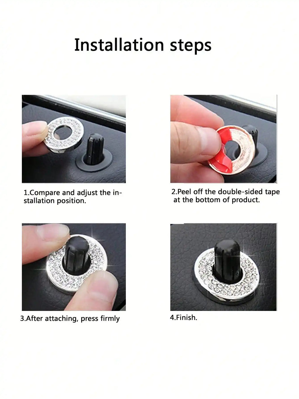 White Car Interior Door Lock Cap Ring Decorative Accessories Suitable Qme