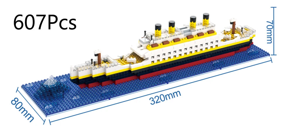 Small Particle Building Block Assembly Toy Titanic Giant Boy Girl Puzzle Cruise Ship Brick Model Kit Desltop Birthday Gift Child Qme Opp Bag 3