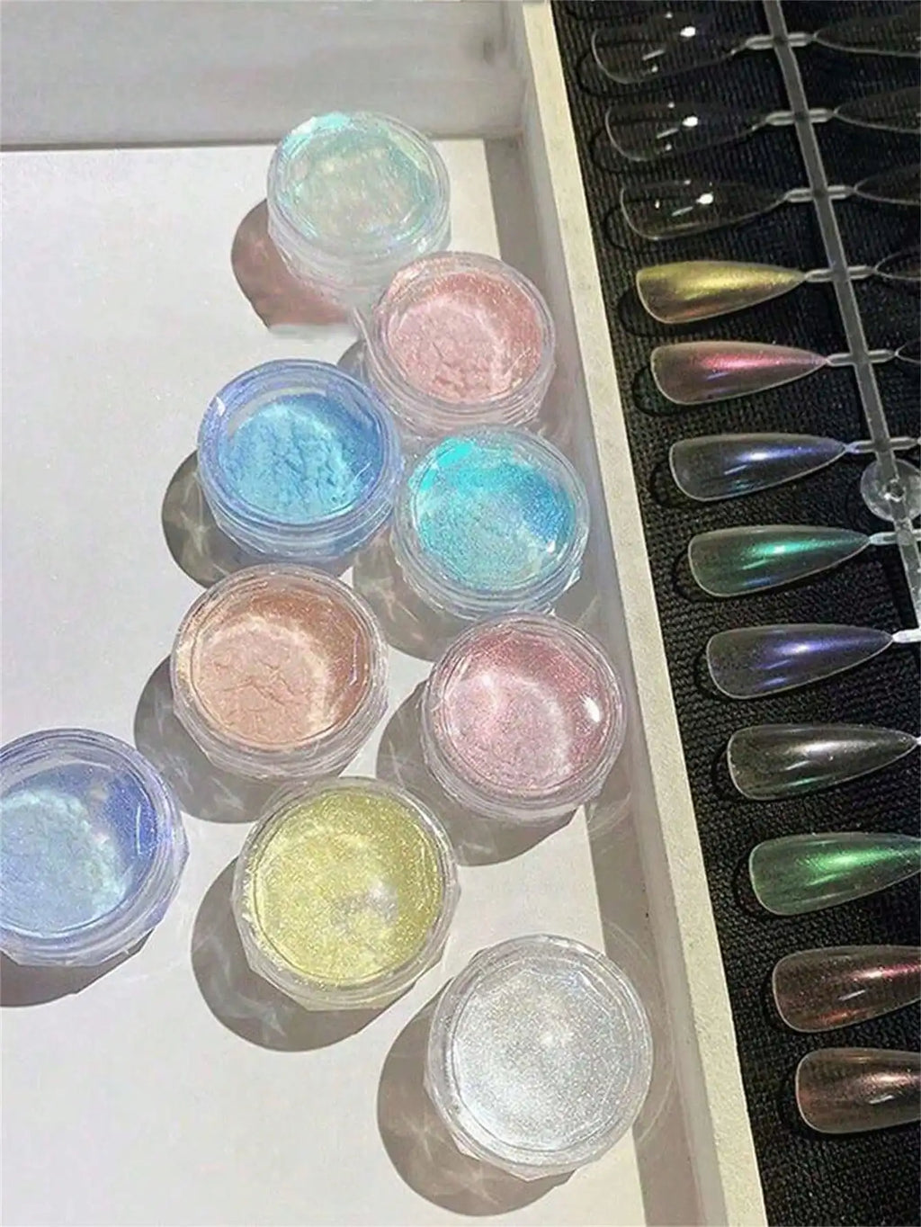 9-Colors Mermaid Chrome Nail Powder Aurora Art Dusts Round Unscented Qme