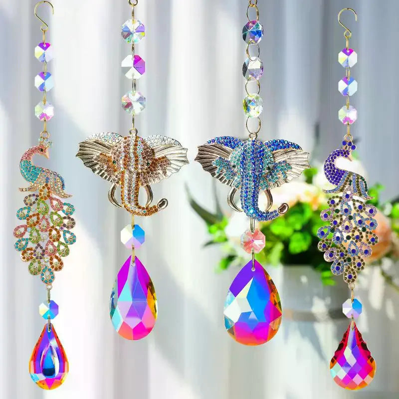 Crystal Glass Icicle Suncatcher Rainbow Prism Hanging Ornament Home Window Car Garden Decor Qme